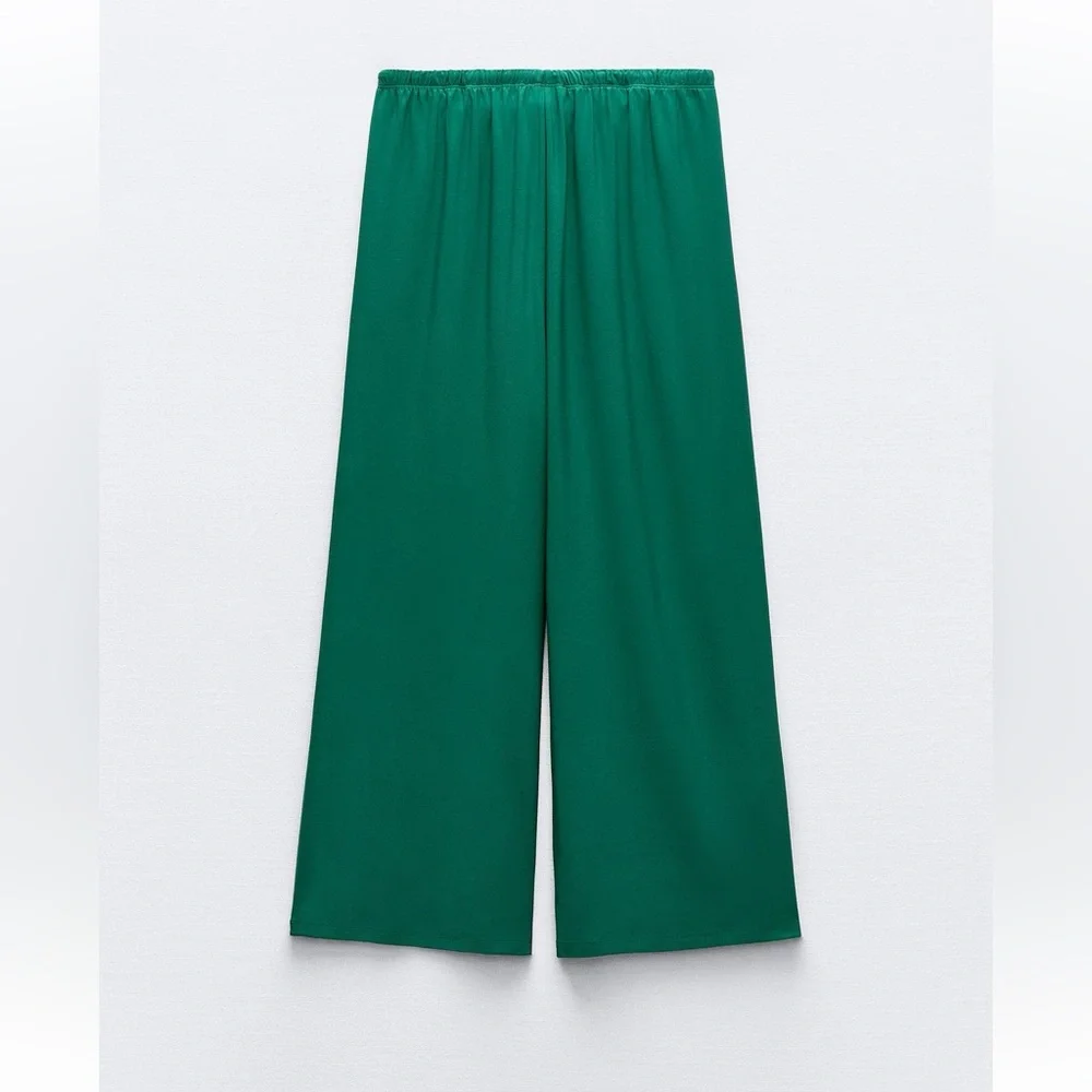 Zara wide leg flowy pants. NWT. GREEN. REF: 1165/079. - Picture 3 of 4